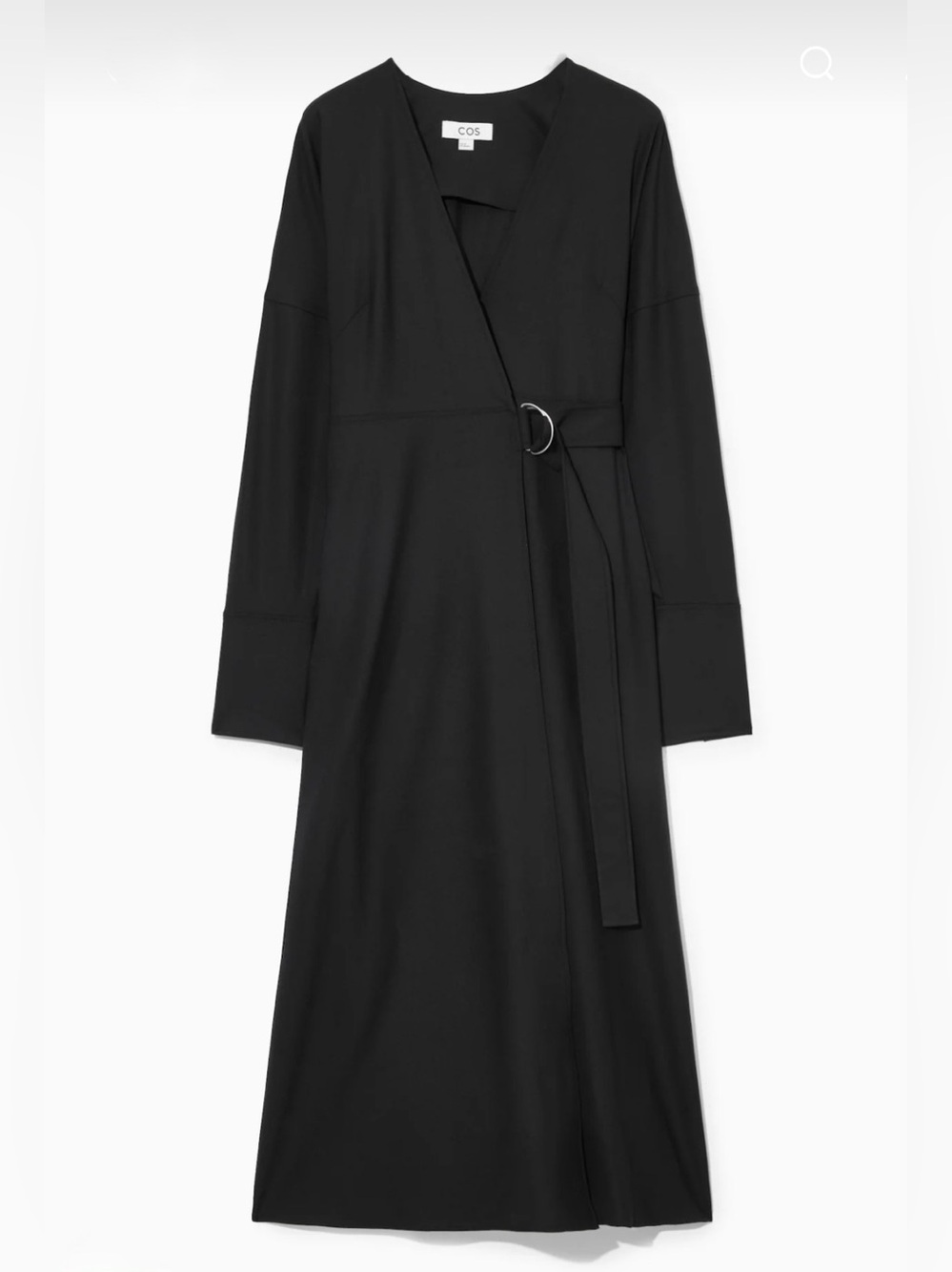 New with tags COS Wool-Crepe Wrap Midi Dress in black, women’s US size 6.